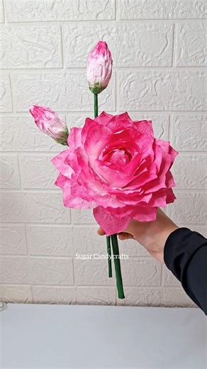 Aesthetic Pink Lotus | Paper flower making |tissue paper flower #craft #shorts #shortsviral