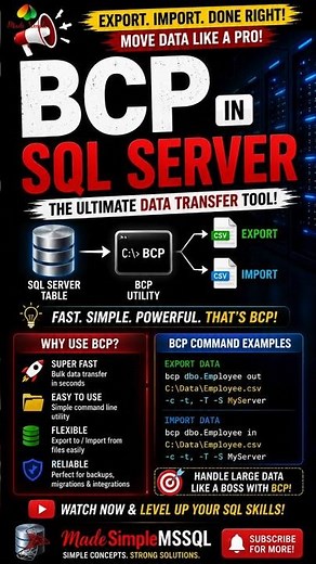 BCP in SQL Server | #sql #job #coding | Made Simple MSSQL