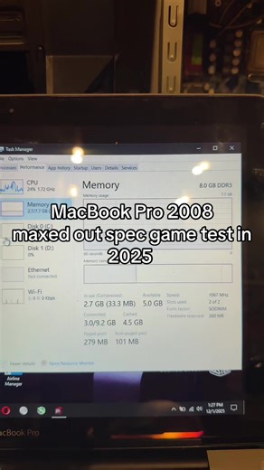 MacBook Pro 2008 maxed out spec game test in 2025 Tbh for this money buy yourself A desktop and not a old ahh MacBook to flex that barely Works #techtok #xyzabc #fyp #viral #pcbuild