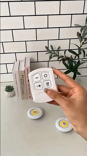 Kit com 3 Luminárias Led Sem Fio com Controle Remoto