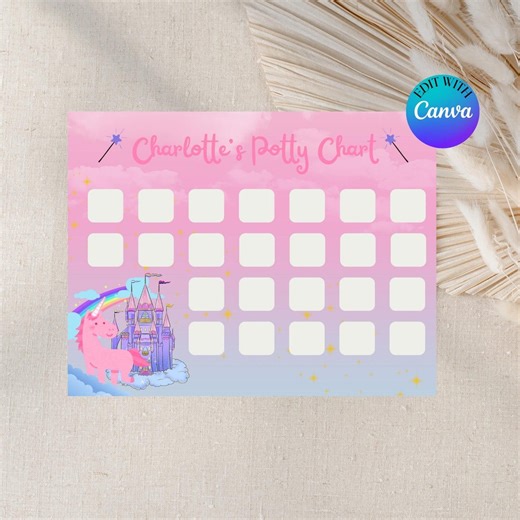 Unicorn Potty Training Chart Printable | Girls Toilet Training Reward Chart | Instant Download Sticker Chart | Toddler Behavior Motivation - Etsy