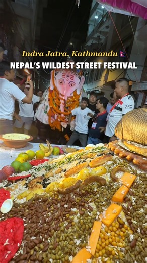 Nepal's Wildest Street Festival 🇳🇵🔥 | Indra Jatra #kathmandu #Lakhey #visitNepal #Culture #festival