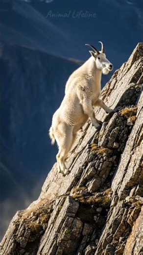 Goat vs Cliff: Balance of Survival 🐐⛰️⚡ #animals #goat #shorts