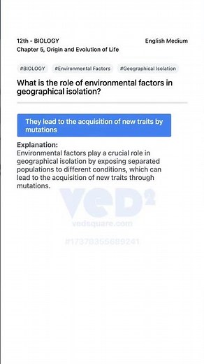 Environmental Factors in Geographical Isolation BIOLOGY Chapter 5