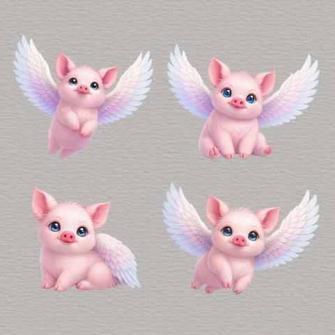 Flying Pig Clipart PNG | Cute Winged Pig Graphics | Fantasy Animal Clipart Pack | Commercial Use | Instant Download - Etsy