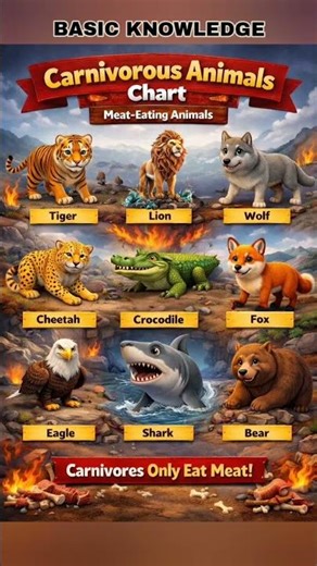 Carnivorous Animals Chart | Meat Eating Animals for Kids | Basic Knowledge #animals