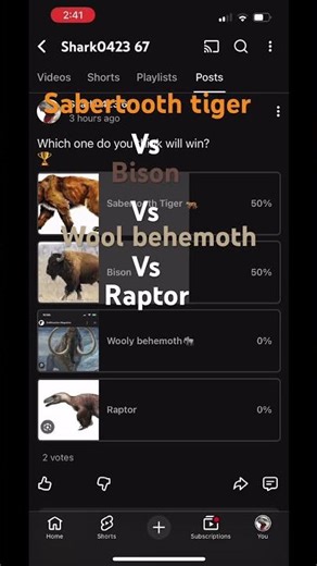Sabertooth tiger vs Bison vs wooly behemoth vs raptor #music ￼￼￼￼