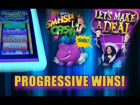 BIG WIN! - Let's Make A Deal - PROGRESSIVE WINS - Slot Machine Bonus - Aristocrat