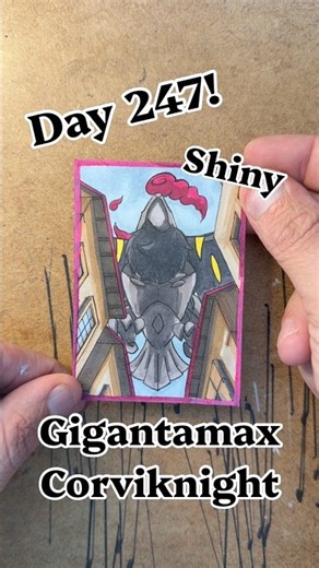 Day 247: Shiny Gigantamax Corviknight! #pokemon #pokemonchannel #drawing #pokemoncards #shorts