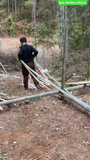 🎋⚙️ Manual Long-Length Bamboo Splitting Using a Fixed Cross-Blade Framework