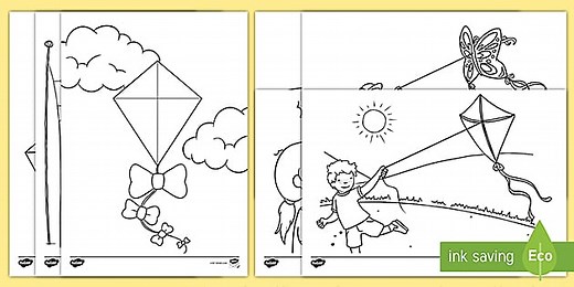Kites Colouring Pages