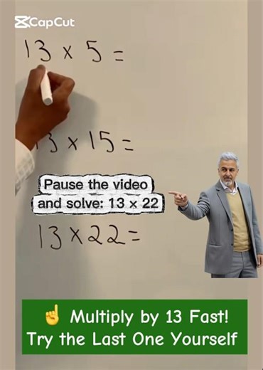 Multiply by 13 in Seconds! (Easy Mental Math Trick) #mathtrick #mentalmath #mathshorts #learnmath