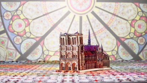 Piececool 3D Metal Puzzles for Adults and Teens, Notre Dame De Paris Church Metal Model Kit, Challenge French Cathedral Brain Teaser Architecture Building Blocks Puzzle, 382 Pcs