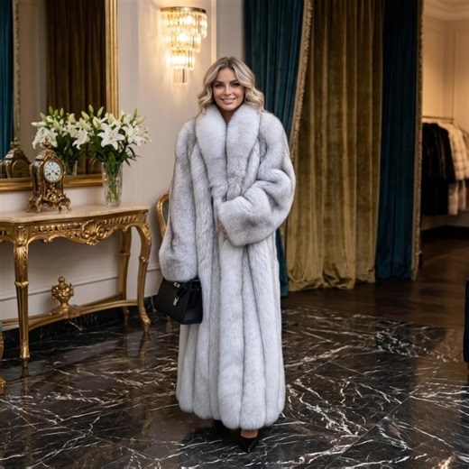 Blue Fox Fur Coat for Women - Full Length Natural Silver Jacket -luxury Shawl Collar Winter Outwear-plus Size Genuine Fur Gift - Etsy UK