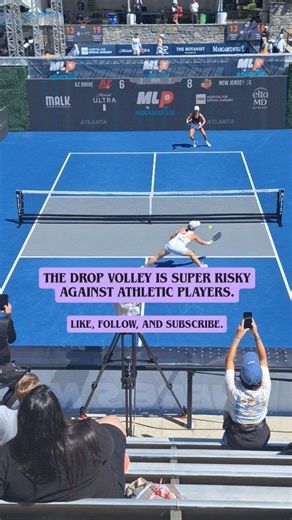 The drop volley is a common shot in tennis, but less so in pickleball. The court is smaller and so it is easier to get to them as in this example. But, this can be an effective shot if your opponent is slow and/or deep behind the baseline. Like and follow for more pickleball content, strategies, tips, and techniques. #pickleball #pickleballsingles #singlespickleball | Principles of Pickleball