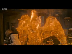 Doctor Who: Village of the Angels - Weeping Angel on fire
