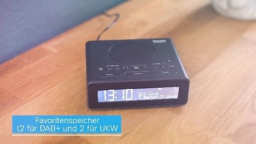 TechniSat DIGITRADIO 51 DAB+ Radiowecker (DAB, UKW, Uhrenradio, Wecker mit zwei einstellbaren Weckzeiten, Snooze-Funktion, Sleeptimer, dimmbares Display, Kopfhöreranschluss) schwarz
