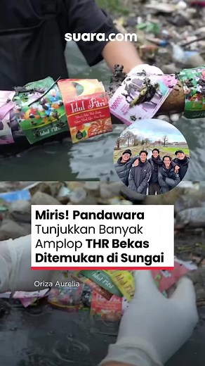 Pandawara Bersihkan Sampah Amplop THR di Sungai