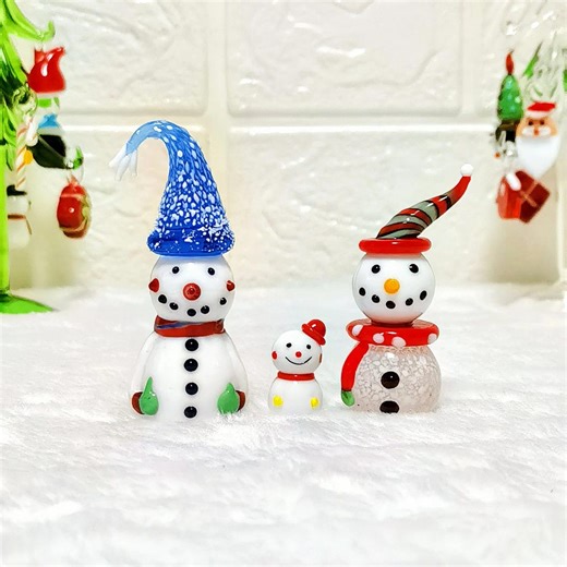 Handcrafted Glass Snowman Family Figurine: Stained Glass Miniature Holiday Decor, Cute Festive Xmas Gift, Winter Holiday Ornament - Etsy
