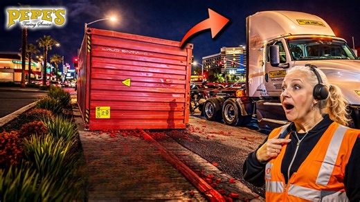 She rolled a JB Hunt container in the middle of the street