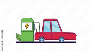 ecology station service with leafs animation