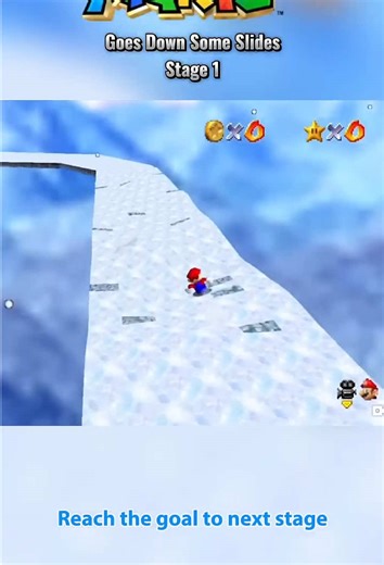 Reach the goal to next stage at cool slide. #SuperMario64 #GoesDownSomeSlides #Game #slide #romhack