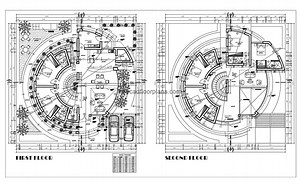 Two-storey Circular House, 2511202 - Free CAD Drawings