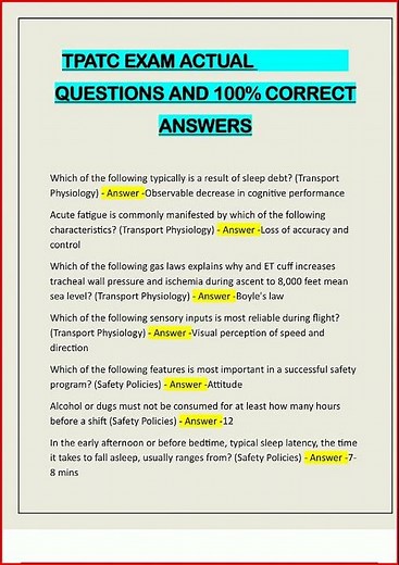 Tpatc Exam Actual Questions And 100 Correct Answers video