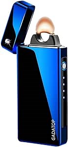 GADATOP Arc Plasma Flame Lighter USB Rechargeable Windproof Electric Lighter for Candle (Blue)