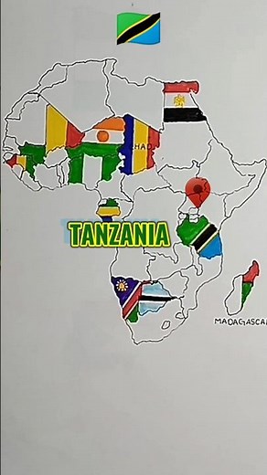 Drawing map flag and location of Tanzania | Tanzania map Africa #shortsfeed