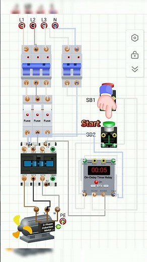 Motor On-Delay Start Circuit | Simple & Clear Electrical Simulation Tutorial