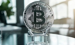 Video of a Bitcoin symbol on display, cryptocurrency and blockchain technology, digital currency, and financial innovation