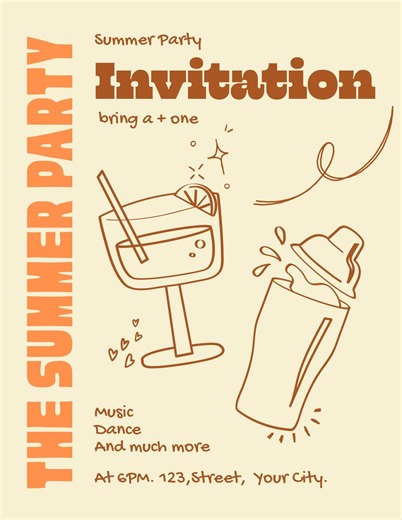 Retro Summer Party Invitation | 70s Groovy Cocktail Bash (digital Download) - Etsy