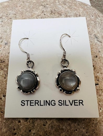 Natural Moonstone Earrings/ Sterling Silver 8 Mm Round Moonstone Earrings/earrings/dangle Drop Earring/handmade Jewelry - Etsy