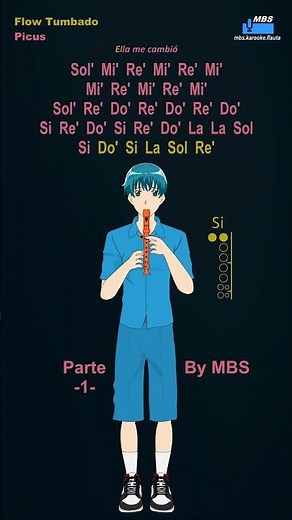 Flow Tumbado - Picus, Parte 1 Flauta Dulce Cover By MBS Tutorial Animado Con Notas Tipo Karaoke
