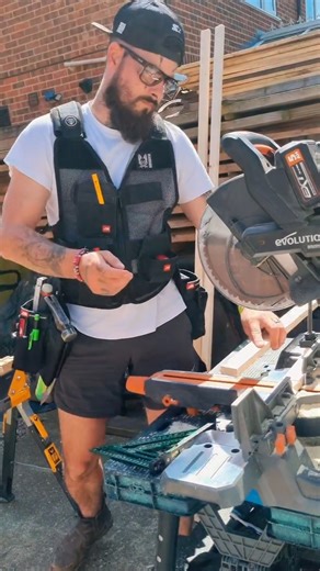 2.3K views | Soak up the sun while you work. ☀️ The Evolution R255SMS-DB-Li cordless mitre saw lets you cut clean, move freely, and get the job done—no cords, no hassle. Summer projects just got a whole lot smoother. @woodshed_design is already putting it to work! Check it out here: https://bit.ly/49gQiSd #EvolutionPowerTools #MitreSaws #Cordless #SummerReady #Woodworking | Evolution Power Tools - UK | Facebook