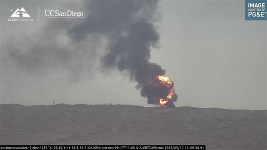 Vacuum truck fire sparks 12-acre blaze in Tupman area, one injured