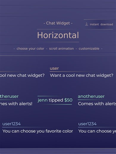 Horizontal Chat Widget: Simple Customizable Overlay | News Ticker Style | With Chat Box | Twitch Streamelements OBS (digital Download) - Etsy