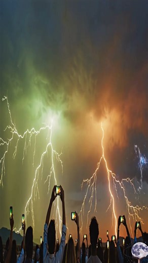 Nature’s Light Symphony — Nevada Desert, USA 🌩️🌈 Witnesses stood in awe as the sky erupted into a surreal fusion of lightning and color, painting the horizon in shimmering rainbow hues. What looked like a meeting between a thunderstorm and an aurora stunned everyone present — a reminder that the atmosphere can still create moments beyond imagination. Science meets wonder: These rare displays can occur when sunlight refracts through ice crystals and storm clouds, scattering the light as lightni