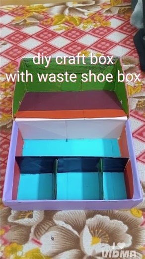 DIY craft box with waste material । shoe box waste paper converted into the craft box #diycraft #v