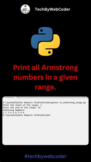 Day 11: Armstrong Numbers in a Given Range Number in Python