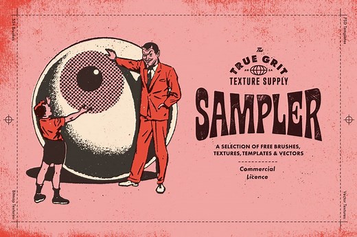 【procreate/Photoshop/CSP/AF/AI】复古做旧纹理颗粒纹理 免费样品笔刷分享 from True Grit Texture Supply