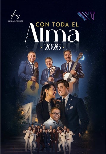 La Casa de la Música y WT SHOWS presentan ¡2026 CON TODA EL ALMA! Un espectáculo internacional con el trío Los Antares que llega desde Colombia con su romanticismo. Revive el legado eterno de Paulina Tamayo, la Grande del Ecuador, en las voces de sus hijos, Willie y Paola Tamayo. Y Para cerrar con broche de oro, baila con la energía imparable de ¡La Banda Show 24 de Mayo! 🗓️Sábado 24 de enero 🕗20h00 🎫boletos.casadelamusica.ec