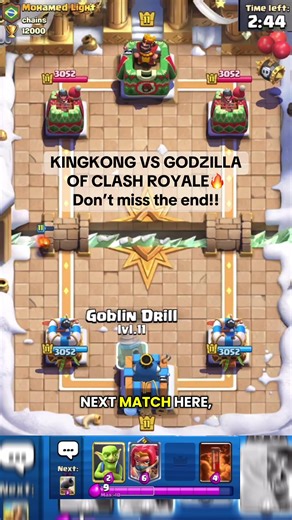 KINGKONG VS GODZILLA OF CLASH ROYALE🔥 Don’t miss the end!! #ryley #ryleycr #mohamedlight #clashroyale #ryleyvsmohamedlight