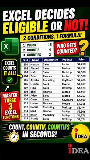 Stop using the wrong excel function! 😳 COUNT vs COUNTIF vs COUNTIFS #excel #excelfunctions