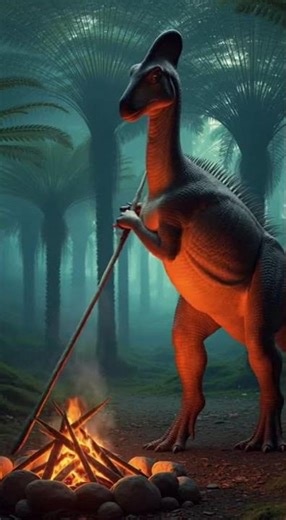 Hadrosaurus vs a swarm of giant prehistoric locusts in a Prehistoric World