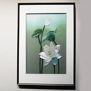 Framed Floral Paintings for Living Room, Set of 3 (PJ001 lotus flower C, 22.8" x 31.5" / 58cm x 80cm)
