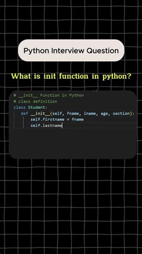 Python Interview Question: Understanding the __init__ Function #pythonprogramming