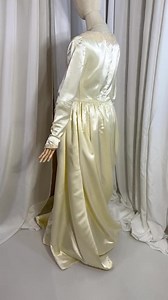 Vintage 1940s Liquid Satin Wedding Gown, Fairydress, Modest Long Sleeve Bridal Dress With Train | Ivory Cream - Etsy
