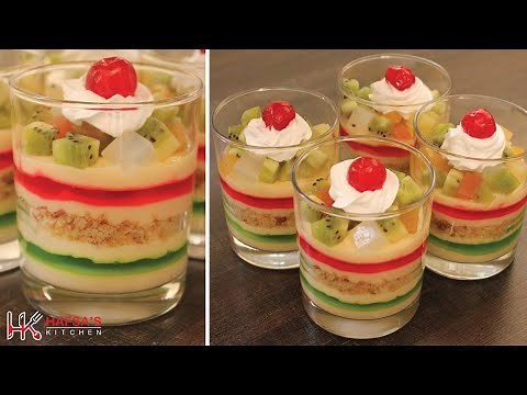 Custard Trifle - Custard Fruit Trifle recipe |Jelly Custard | Dessert in Glass